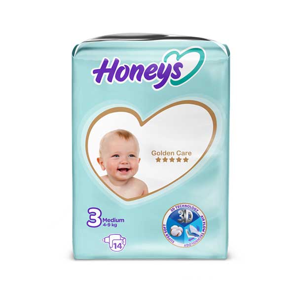 پوشک بچه هانیز سایز 3 بسته 38 عددی