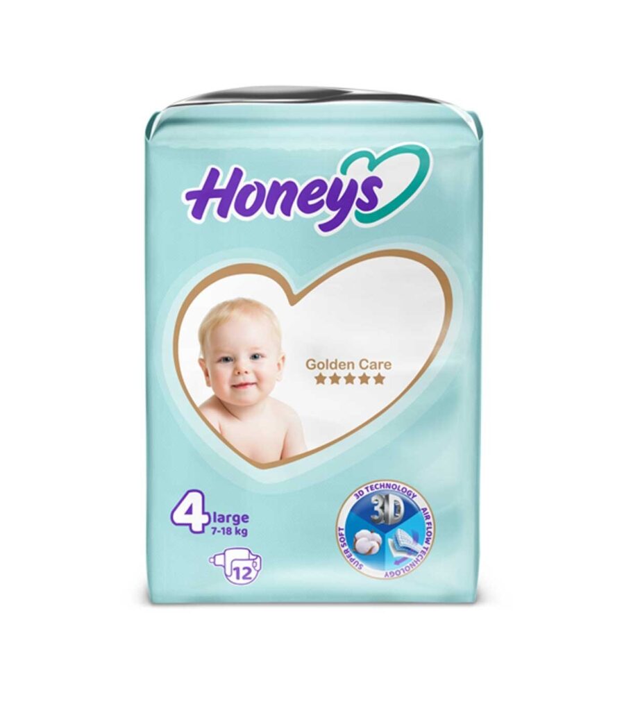 پوشک بچه هانیز سایز 4 بسته 34 عددی