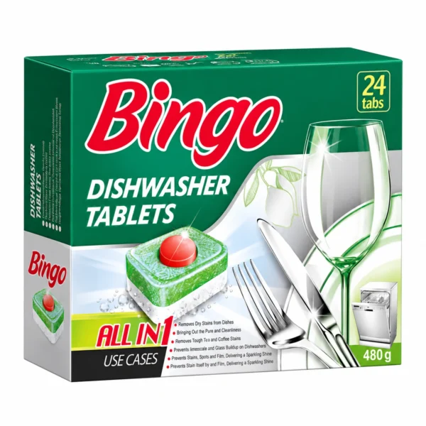 قرص ماشین ظرفشویی بینگو مدل ALL IN ONE بسته 24 عددی