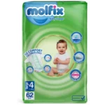 پوشک کودک مولفیکس مدل 3D Comfort سایز 4 بسته 62 عددی